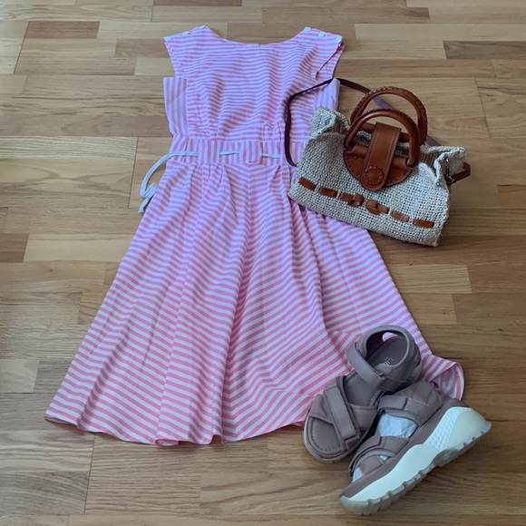 📍FIRM📍80’s VTG 💕Striped Fit-n-Flare Gorgeous Retro - Picture 3 of 16